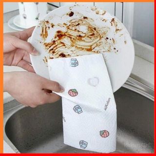 Cuộn giấy lau nhà bếp đa năng, khăn lau bếp, lau tay có thể giặt cuộn 20cm và 25cm in họa tiết