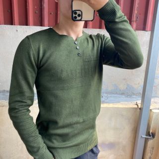Áo len nam cổ tròn họa tiết hàng Quảng Châu xịn, mềm mại, cúc cổ cuccoTQ- Hà Đinh