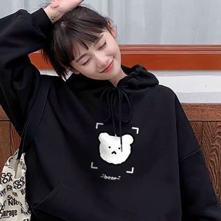 Áo hoodie nỉ ngoại in logo phản quang gấu bear form dưới 70kg giá sỉ