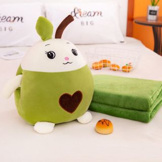 GỐI MỀN 3 trong 1 Trái Cây hình thú cute, thun 4 chiều siêu mịn, bộ chăn gối văn phòng, gấu bông kèm mền - Gối mền 3 trong 1 giá sỉ