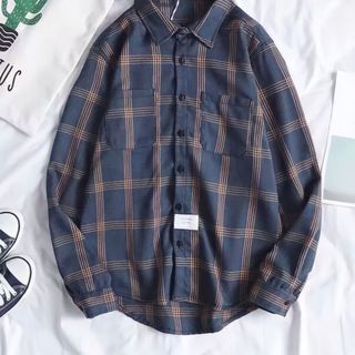 Áo sơ mi khoác ngoài form rộng unisex - somi nam nữ oversize sọc số 16 - Thời trang Calyn giá sỉ