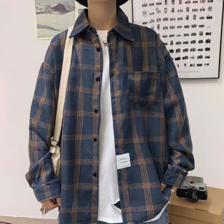 Áo sơ mi khoác ngoài form rộng unisex - somi nam nữ oversize sọc số 16 - Thời trang Calyn