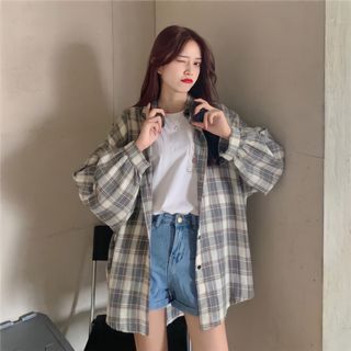 Áo sơ mi khoác ngoài form rộng - somi nam nữ oversize sọc số 9 - Thời trang Calyn