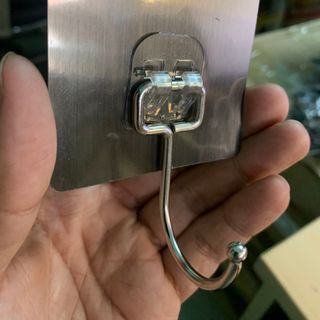 Miếng dán tường kèm móc INOX 304, móc dán tráng bạc siêu dính, chịu lực loại tốt (móc inox 1 chân) - Móc inox dán tường giá sỉ