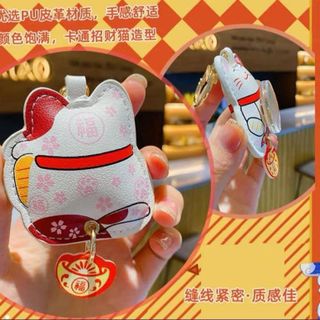 MÓC KHOÁ MÈO THẦN TÀI TRẮNG VÒNG QUAY