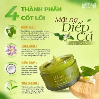 Mặt Nạ Diếp Cá MEEA ORGANIC, Mask Diếp Cá Tái Sinh Dưỡng Trắng Da Mờ Thâm Se Khít Lỗ Chân Lông