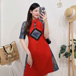ĐẦM THIẾT KẾ PHỐI GẤM THÊU CỰC XINH