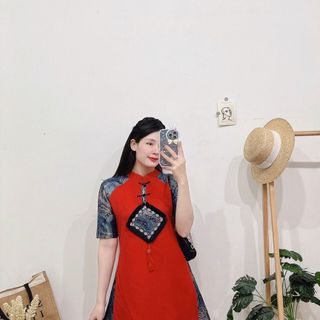 ĐẦM THIẾT KẾ PHỐI GẤM THÊU CỰC XINH