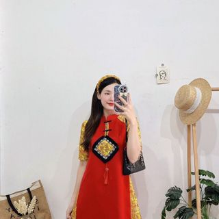 ĐẦM THIẾT KẾ PHỐI GẤM THÊU CỰC XINH