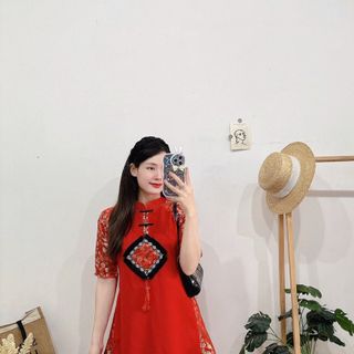 ĐẦM THIẾT KẾ PHỐI GẤM THÊU CỰC XINH