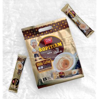 Cà phê trắng than hoạt tính Kopitiam Malaysia (Ah Huat White Coffee Charcoal Roast Instant)