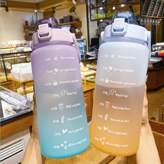 Bình Nước 2 Lít Có Vạch Kẻ Chia ML Cho Mỗi Ngày Kèm Ống Hút Tiện Lợi - Bình nước nhắc nhở uống nước mỗi ngày dành cho người lười uống nước