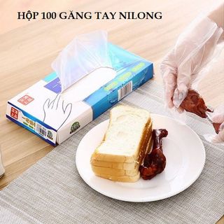 Hộp 200 Chiếc găng tay Nilon dùng 1 lần, mỏng dai - Hộp 200 găng tay nilon giá sỉ