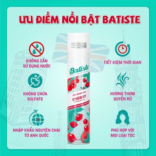 Dầu Gội Khô Hương Anh Đào - Batiste Dry Shampoo Fruity & Cheeky Cherry 200ml