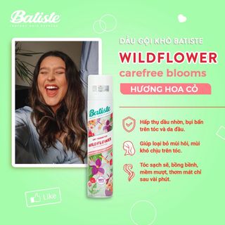Dầu Gội Khô Batiste Hương Hoa Cỏ Nữ Tính, Tươi Mát - Batiste Dry Shampoo Fresh & Feminine Wildflower 200 ml
