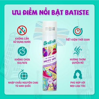 Dầu Gội Khô Batiste Happy 90’S Hương Dâu Tây - Batiste Dry Shampoo Happy 90's Bubbly Berry 200ml