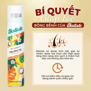 Dầu Gội Khô Batiste Hương Hoa Nhiệt Đới - Batiste Dry Shampoo Coconut & Exotic Tropical 200ml