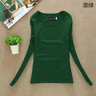 Áo thun nữ trơn, giữ nhiệt, dài tay, cổ tròn