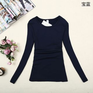 Áo thun nữ trơn, giữ nhiệt, dài tay, cổ tròn