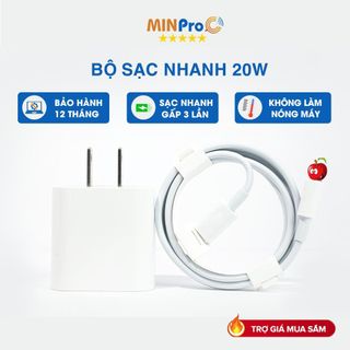 Bộ sạc nhanh 20W cao cấp cáp TypeC to Lai ning cho điện thoại bảo hành 12 tháng - MINPRO