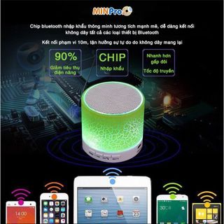 Loa bluetooth mini không dây nghe nhạc, cắm usb thẻ nhớ đa năng có đèn led chính hãng - MINPRO giá sỉ