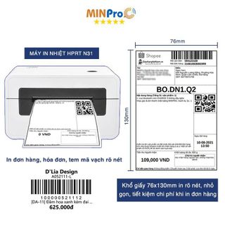 Máy in nhiệt mini HPRT N31 chuyên dụng in đơn hàng, in hóa đơn, in tem mã vạch rõ nét bảo hành 12 tháng