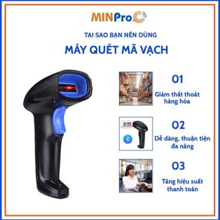 Máy quét mã vạch không dây, máy bắn mã vạch cầm tay Barcode 1D 2D chính hãng MINPRO - Bảo hành 1 năm