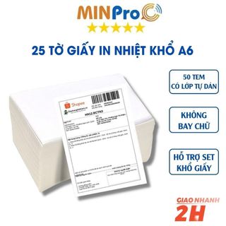 Giấy in nhiệt A6 100x150 (25 tờ) tự dính 3 lớp dùng cho máy in nhiệt chuyên dụng có lớp tự dán