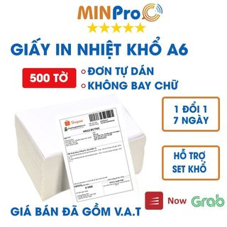 Giấy in nhiệt A6, A7 tệp 500 tờ in đơn hàng Shopee, in đơn TMĐT, tem nhãn vận chuyển có lớp keo dán, chống nước, dầu giá sỉ