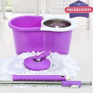 BỘ CÂY LAU NHÀ XOAY 360 ĐỘ MÂM INOX PHÚ KHANG