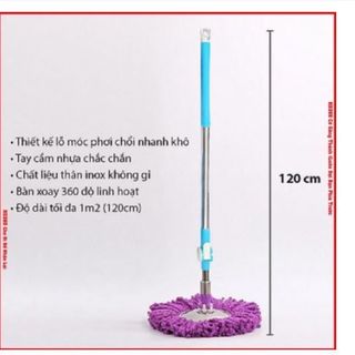 BỘ CÂY LAU NHÀ XOAY 360 ĐỘ MÂM INOX PHÚ KHANG