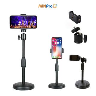 Giá đỡ điện thoại để bàn kẹp chống lưng 360, đế chân tròn, livestream cho iP Samsung Xiaomi Tablet - MINPRO