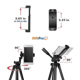 Giá đỡ điện thoại 3 chân chụp ảnh kèm kẹp điện thoại nút remote tương thích với nhiều dòng máy - MINPRO