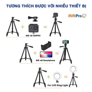 Giá đỡ điện thoại 3 chân chụp ảnh kèm kẹp điện thoại nút remote tương thích với nhiều dòng máy - MINPRO