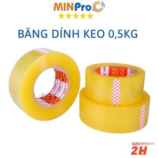 Băng dính keo trong loại 0,5kg/cuộn gói hàng, dán thùng giá xưởng - MINPRO giá sỉ