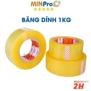 Băng dính lõi mỏng 2.4mm cuộn 1kg gói hàng dẻo dai, chịu lực tốt MINPRO