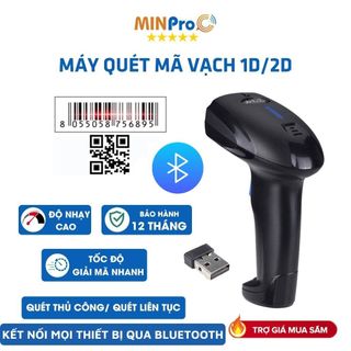 Máy quét mã vạch không dây bluetooth YHD máy bắn mã vạch cầm tay Barcode 1D 2D chính hãng MINPRO giá sỉ