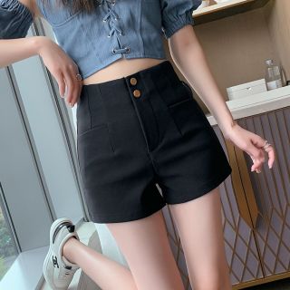 Quần Short Nữ Chất Vải Umi Hàn Co Giãn Đẹp thiết kế 2 khuy khóa trước