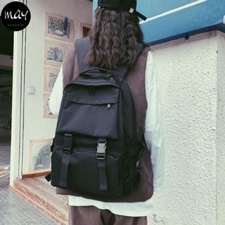 BALO ULZZANG BASIC 2 khoá nhựa đen song song