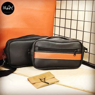 Túi hộp đeo chéo viền cam
