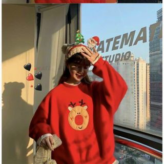 Áo sweater thun nỉ noel form dưới 70kg.
