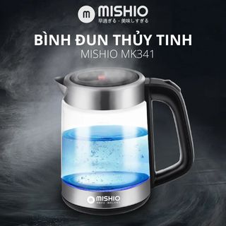BÌNH ĐUN THỦY TINH BORISILICATE MÂM NHIỆT INOX 304 1.8L MISHIO MK341 - Hàng chính hãng giá sỉ