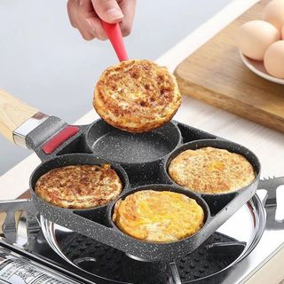 CHẢO CHỐNG DÍNH 4 NGĂN CÁN GỖ