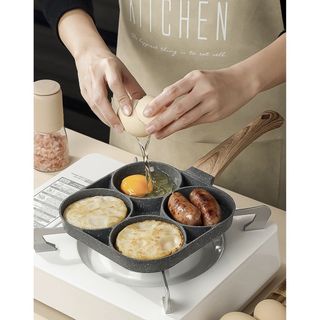 CHẢO CHỐNG DÍNH 4 NGĂN CÁN GỖ