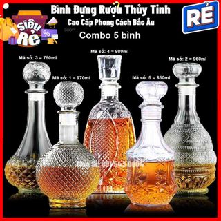 bình trang trí, bình đựng rượu cao cấp phong cách Bắc Âu, dung tích 970ml, mã 001