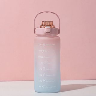 Bình đựng nước thể thao tập gym đi học từ 0,6 - 2 lít chai nhựa 1l 2l chia vạch tặng dây đeo vòi ống hút cute