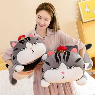 Gấu Bông Gối Ôm Mèo Hoàng Thượng Nằm, Thú Nhồi Bông Mèo Hoàng Thượng Nằm Quý Tộc Size 1m/1m3