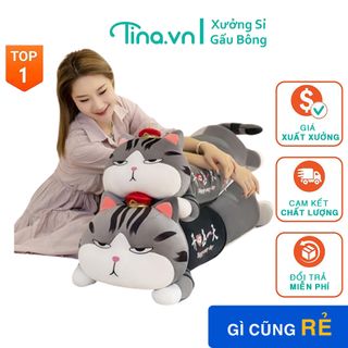 Gấu Bông Gối Ôm Mèo Hoàng Thượng Nằm, Thú Nhồi Bông Mèo Hoàng Thượng Nằm Quý Tộc Size 1m/1m3 giá sỉ