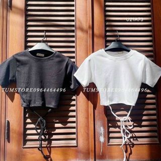🍀ÁO CROPTOP TAY NGẮN ĐAN CHÉO EO