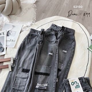 🎀QUẦN JEAN BAGGY XỊT MÀU RÁCH ĐẮP - HÀNG VNXK.